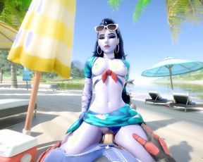 Overwatch's Widowmaker has a busy day at the beach