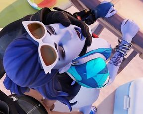 Overwatch's Widowmaker has a busy day at the beach